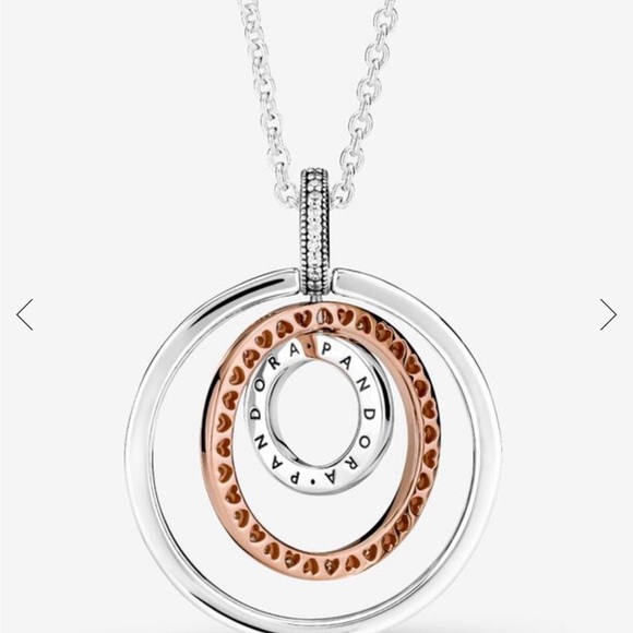 Pandora Two Tone Circles Pendant & Necklace - Picture 2 of 6